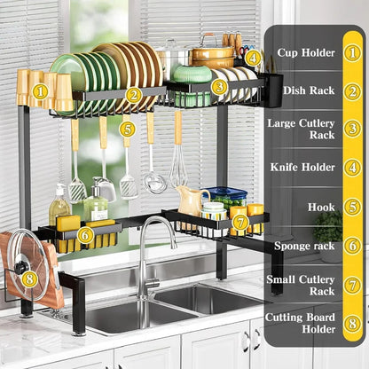 Adjustable Dish Drying Rack Above Kitchen Sink. Home Fusion
