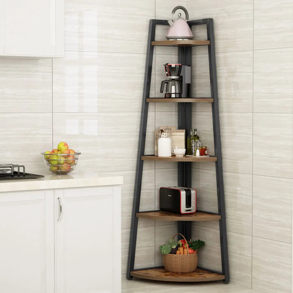 Tribesigns Bookcase Corner Book Shelf Rack Wood Bookshelf Storage Shelves - Home Fusion