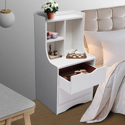 2-Drawer Bedroom Nightstand White | Bedside Table End Side Storage Furniture. - Home Fusion