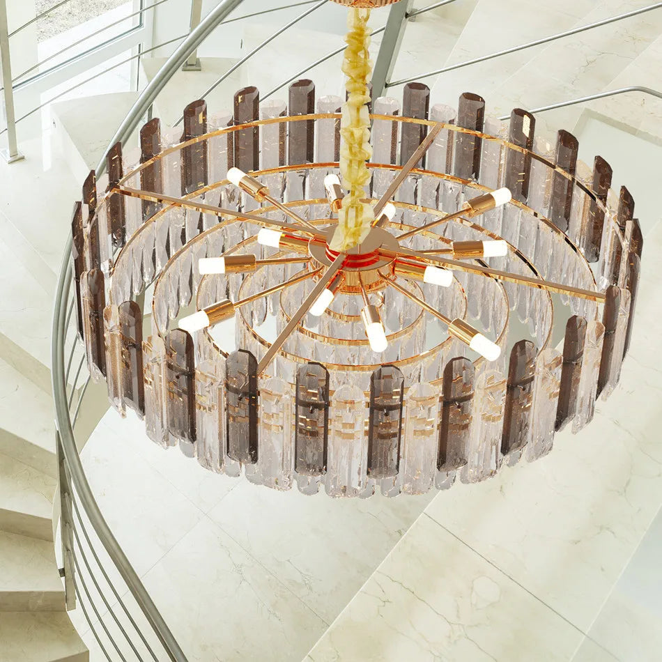 LUVODI Modern Crystal Chandelier Raindrop Pendant Light with 3 Color Lights for Choose - Home Fusion