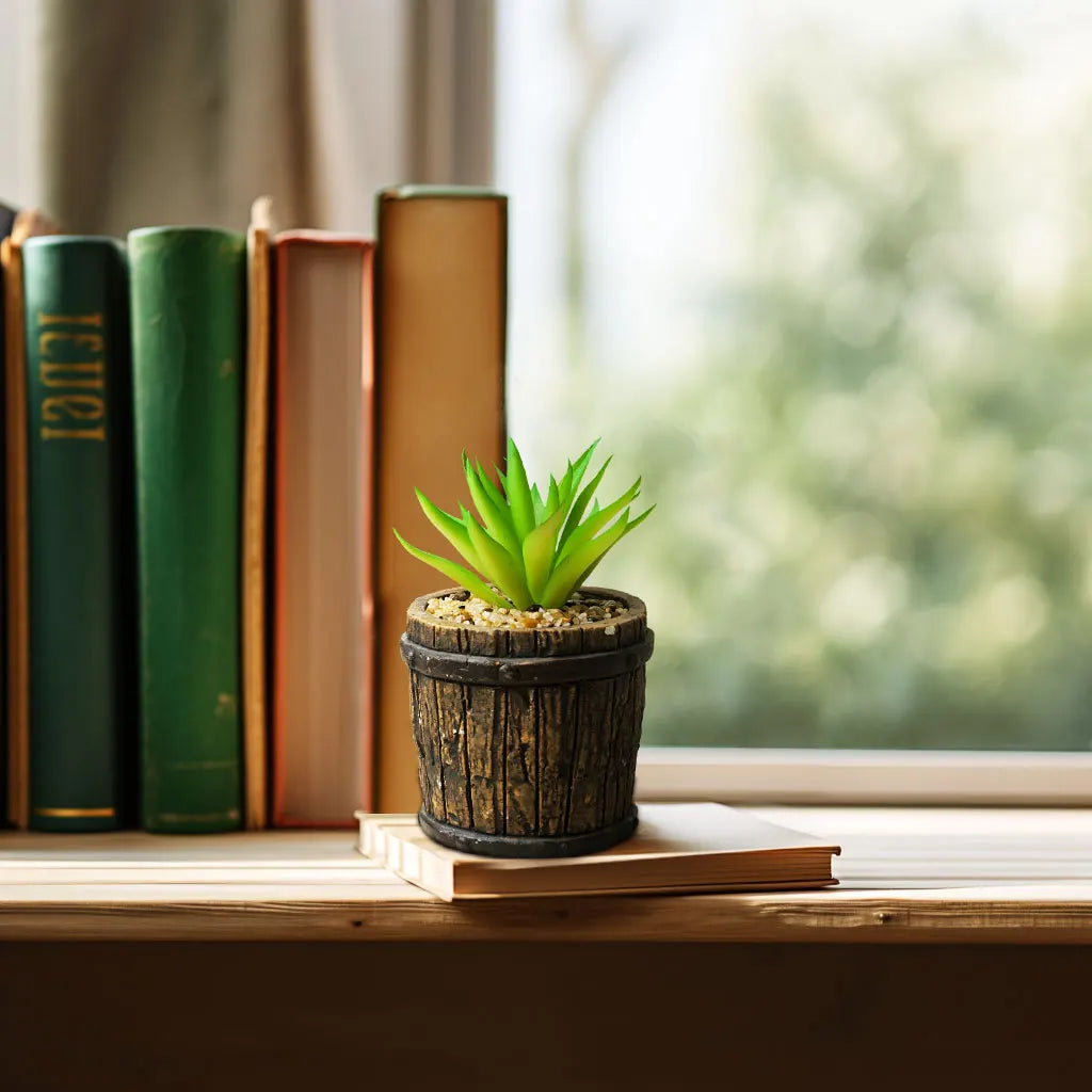 Artificial Succulents Potted,Realistic Fake Green Succulents Plants in Pots Decorative for Home Deco - Home Fusion