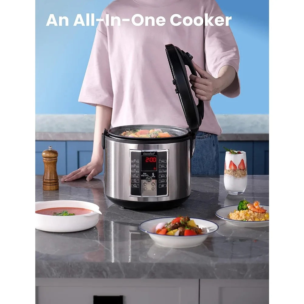 Rice Cooker 10 cup uncooked, Food Steamer, Stewpot, 12 Cooking Programs, Multi Cooker Large Capacity 5.2Qt, 24 Hours Preset Home Fusion