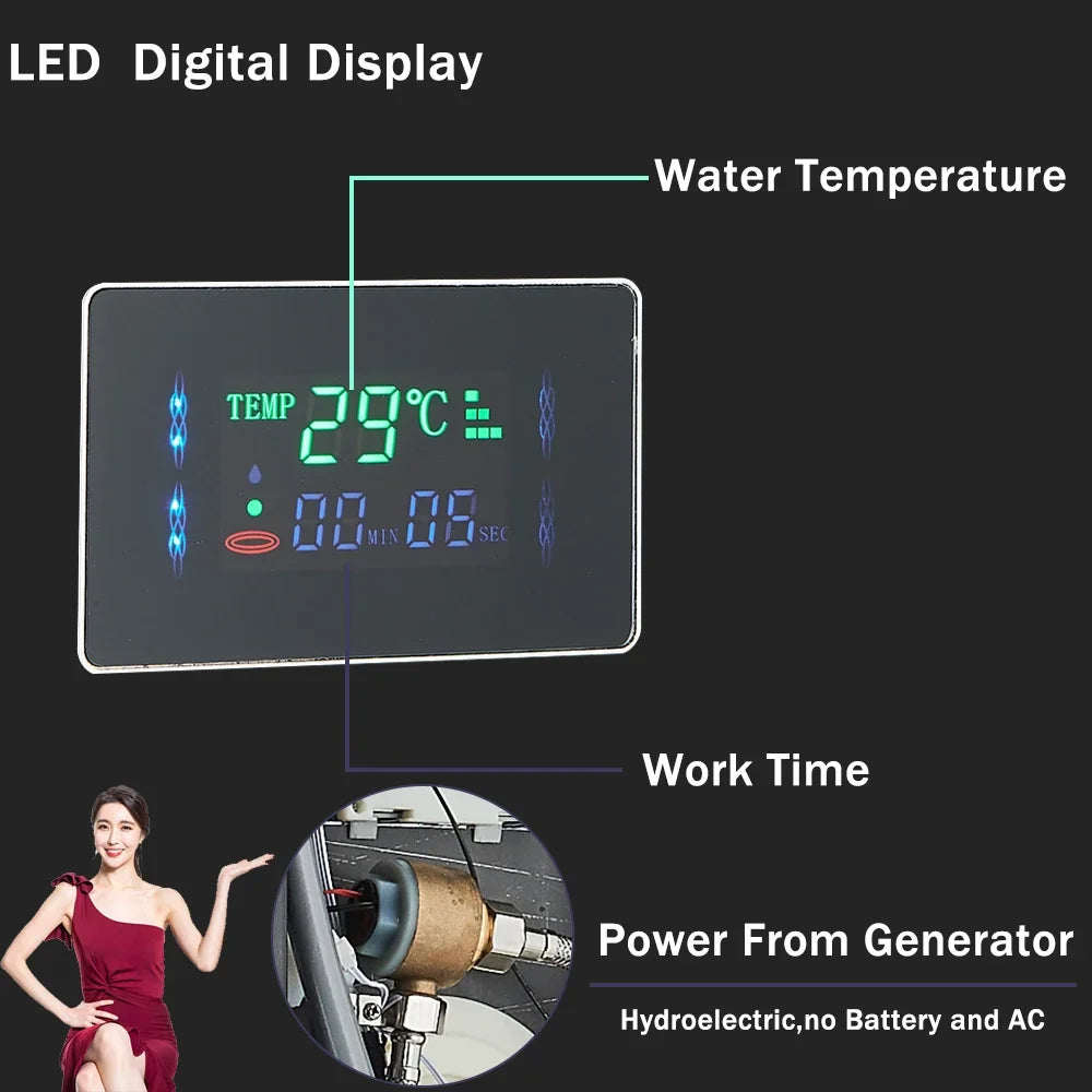 LED Light Bathroom Shower Panel Intelligent LCD Shower Column System with 6 Modes Rain Waterfall Massage Jet Bath Mixer Tap - Home Fusion