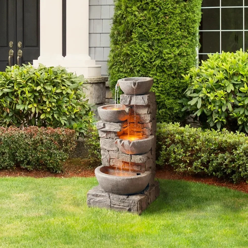 33.25 in. Cascading Bowls and Stacked Stones LED Outdoor Water Fountain for Gardens, Landscaping, Patios, Balconies Home Fusion 33.25 in. Cascading Bowls and Stacked Stones LED Outdoor Water Fountain for Gardens, Landscaping, Patios, Balconies 076823-f9.myshopify.com