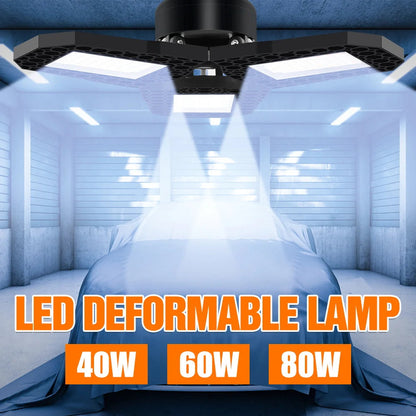LED Garage Lamp E27 Spotlight Deformable Ceiling Lights 220V LED Chandeliers For Industrial Warehouse Lighting High Bay Lamps - Home Fusion