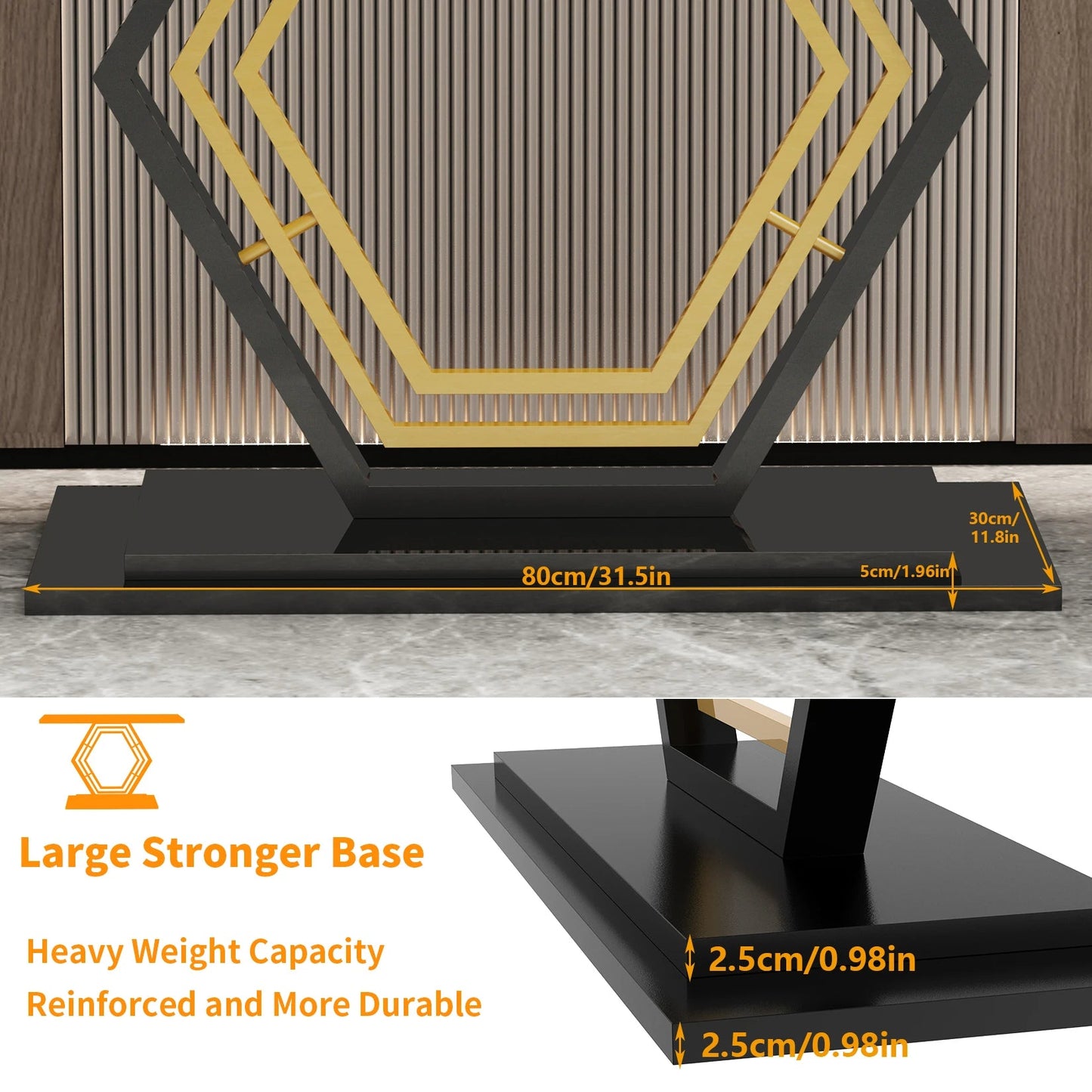 Metal Console Table, Couch Table, Sintered Stone Table Top, Narrow Hallway Tables for Entryway, Front Hall, Hallway, Living Room - Home Fusion