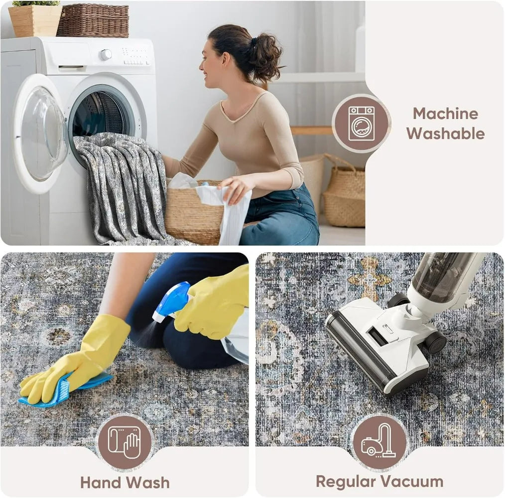 8x10 Rug, Washable Boho Rug Non-Slip Non-Shedding Faux Wool Vintage Rug for Living Room, Dining Room, Kids Playroom, Carpet Home Fusion 8x10 Rug, Washable Boho Rug Non-Slip Non-Shedding Faux Wool Vintage Rug for Living Room, Dining Room, Kids Playroom, Carpet 076823-f9.myshopify.com