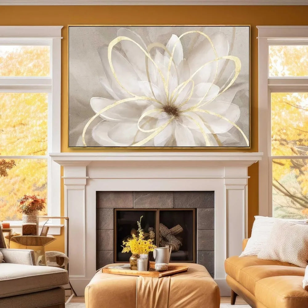 Living room flower wall art 32x48 inch gold large artwork painting. Home Fusion Living room flower wall art 32x48 inch gold large artwork painting. 076823-f9.myshopify.com