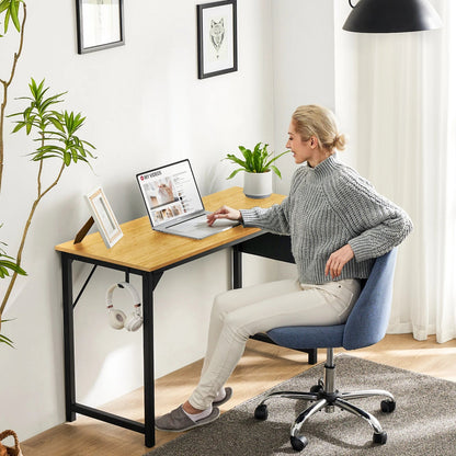 JHK Computer Desk Writing Study Office Gaming Table Modern Simple Style Compact with Side Bag Headphone Hook Easy Assembly - Home Fusion