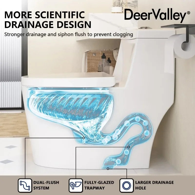 Extended integrated toilet, dual flush toilet, efficient modern toilet smart - Home Fusion
