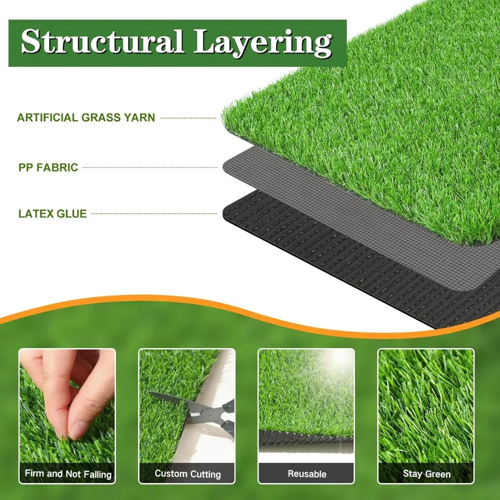 Artificial Grass Turf Lawn 5' x 8' Outdoor Rug, Large Realistic Turf for Garden, Yard, Home Landscape, Playground, Dogs Syntheti Home Fusion Artificial Grass Turf Lawn 5' x 8' Outdoor Rug, Large Realistic Turf for Garden, Yard, Home Landscape, Playground, Dogs Syntheti 076823-f9.myshopify.com