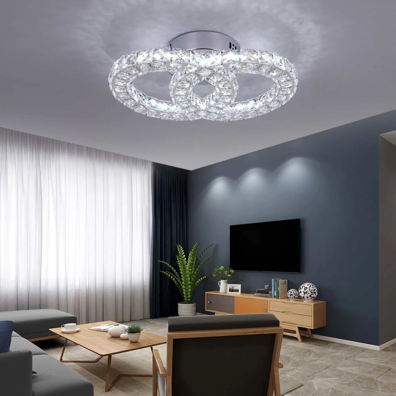 Sparkling Crystal LED Pendant Light for Home and Office. Home Fusion