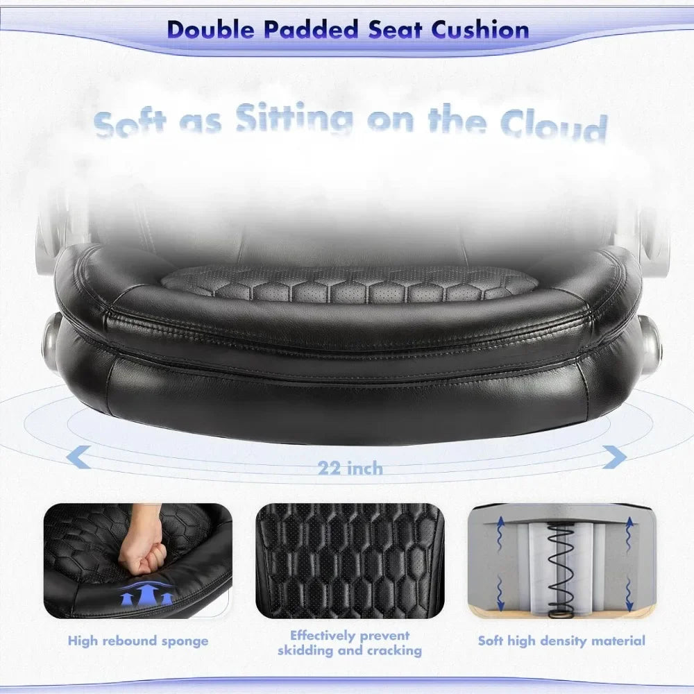 Stylish Leather Chair With Upgraded Caster for Swivel Computer Armchair High Back Executive Chair With Padded Flip-up Arms Desk - Home Fusion