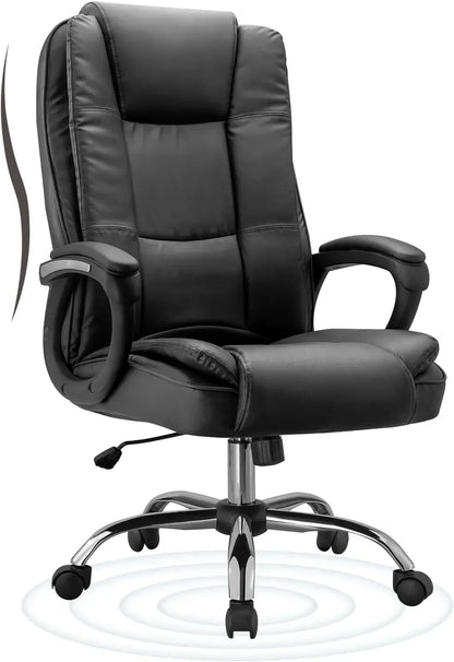Office Chair, Executive Office Chair Height Adjustable PU Leather Computer Chair, High Back Home Office Desk Chairs - Home Fusion