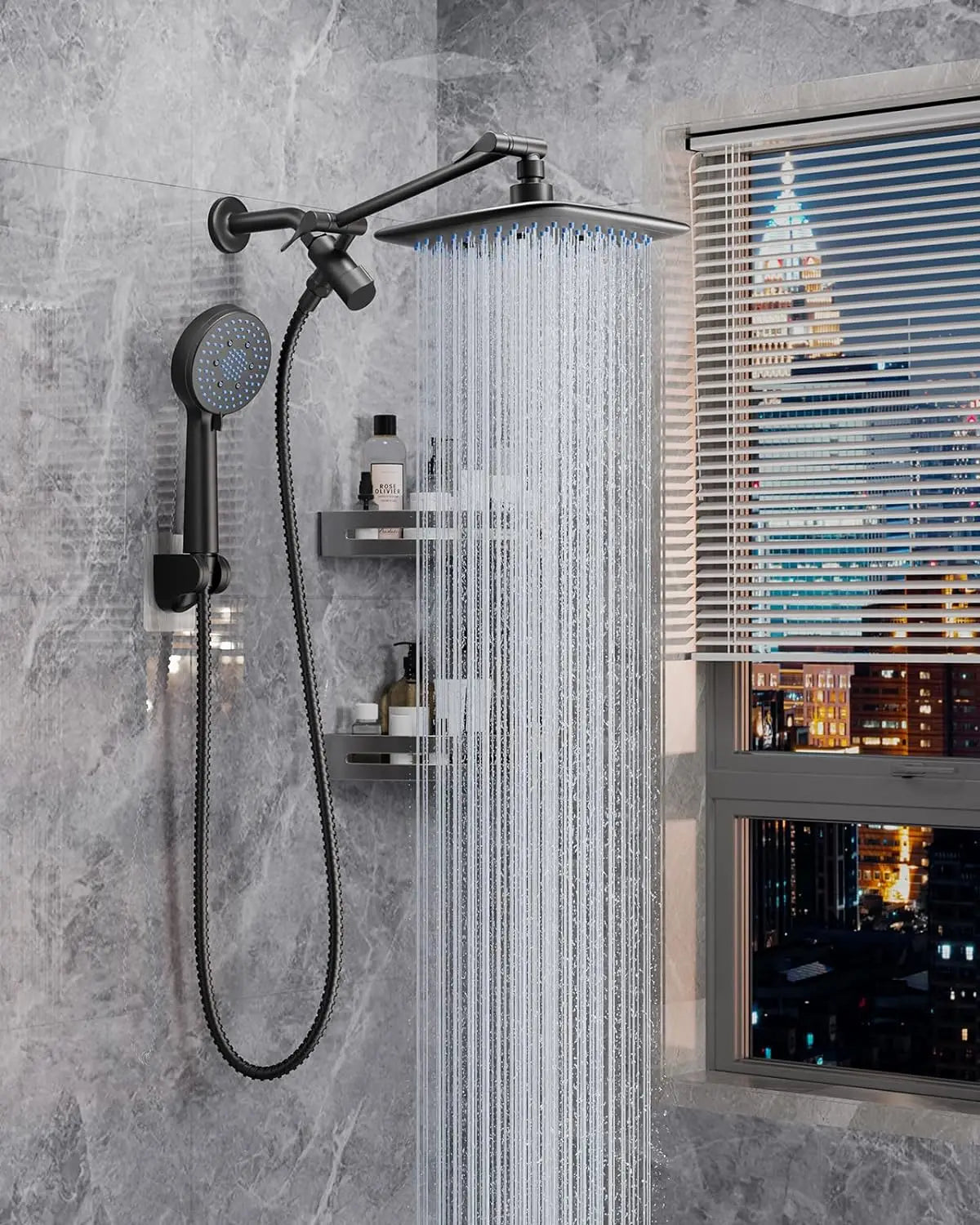 44403889569963 High Pressure Rain Shower Head Combo with Extension Arm- Easy to Install Wide Rainfall Showerhead 076823-f9.myshopify.com