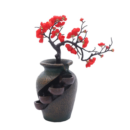 15.7" Vase Craft Indoor Tabletop Fountain, Desktop Flowing Water Waterfall for Company Home Room Flower Vase Decorations - Home Fusion
