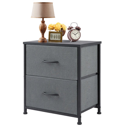 JHK Nightstand with 2 Fabric Drawers – Bedside Table & Storage Cabinet - Home Fusion