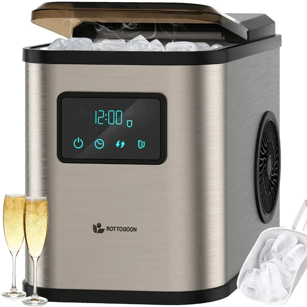 Ice Maker Countertop, Portable Ice Maker Machine, 28lbs/24Hrs, with Self Cleaning, Time Reservation, Include Scoop & Basket - Home Fusion