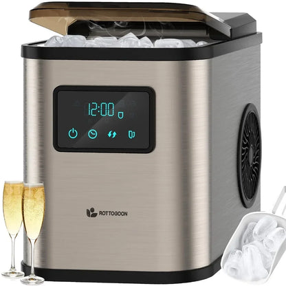 Ice Maker Countertop, Portable Ice Maker Machine, 28lbs/24Hrs, with Self Cleaning, Time Reservation, Include Scoop & Basket - Home Fusion