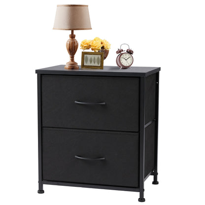 JHK Nightstand with 2 Fabric Drawers – Bedside Table & Storage Cabinet - Home Fusion