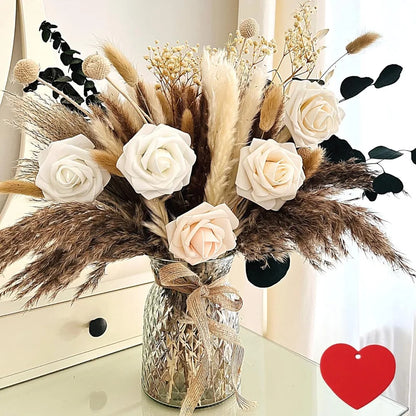 Pampas Grass with Vase Included for Dining Table Centerpiece - Home Fusion