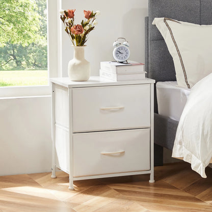 JHK Nightstand with 2 Fabric Drawers – Bedside Table & Storage Cabinet - Home Fusion