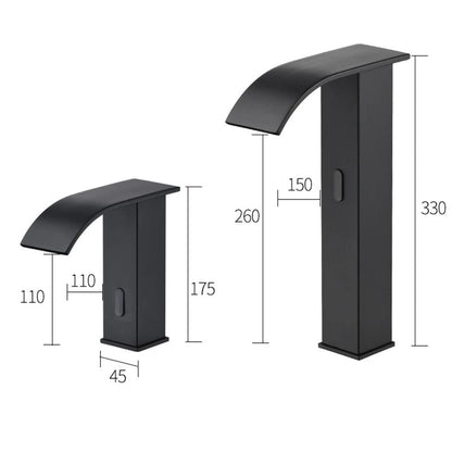 Luxury Matte Black Sensor Bathroom Faucet Cold and Hot Deck Mounted Tap Short and Tall Sink Mixer - Home Fusion