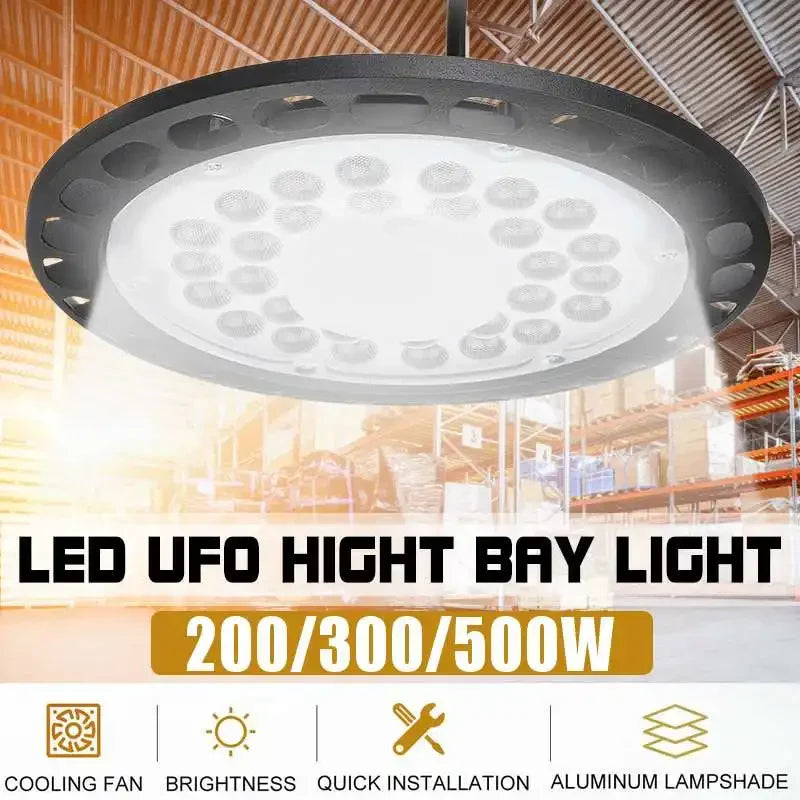 200W 300W 500W 6500K LED High Bay Light High Brightness Industrial Lighting Workshop Warehouse Garage LED Lamp AC180-260V - Home Fusion