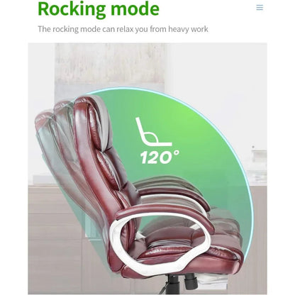 Office Chair Computer High Back Adjustable Desk Chairs PU Leather Swivel Task Chair with Armrests Lumbar Support (Brown) - Home Fusion