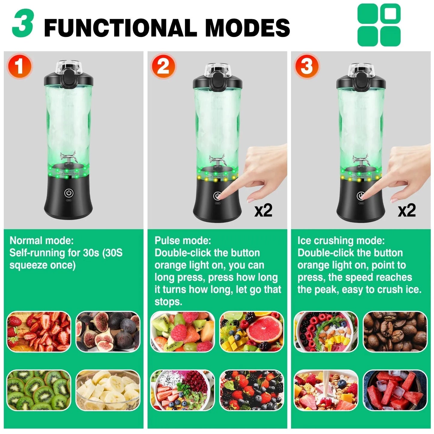 600ml USB rechargeable portable mini blender for travel smoothies and ice blending
