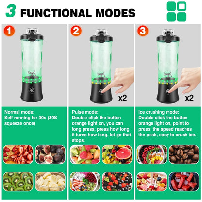 600ml USB rechargeable portable mini blender for travel smoothies and ice blending