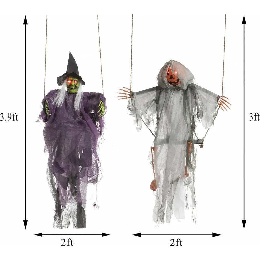 Outdoor Halloween Decorations 2 Packs Hanging Ghosts Halloween Decor with Lighted Up Eyes, 3.9ft Witch Decor / 3ft Pumpkin Face Home Fusion Outdoor Halloween Decorations 2 Packs Hanging Ghosts Halloween Decor with Lighted Up Eyes, 3.9ft Witch Decor / 3ft Pumpkin Face 076823-f9.myshopify.com