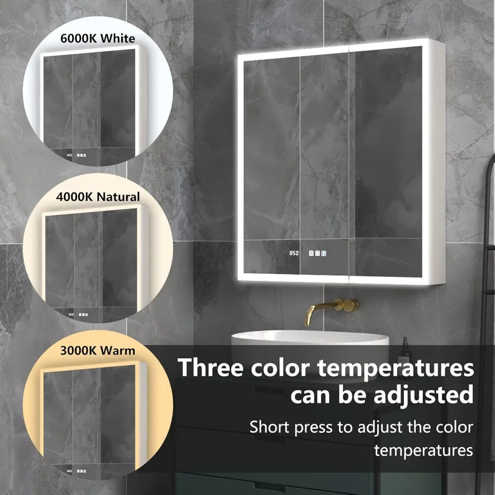 Lighted Medicine Cabinet 30x32 Inch,Recessed or Surface led Medicine Cabinet, Clock&Room Temp Display,Defog,Stepless Dimming Home Fusion Lighted Medicine Cabinet 30x32 Inch,Recessed or Surface led Medicine Cabinet, Clock&Room Temp Display,Defog,Stepless Dimming 076823-f9.myshopify.com