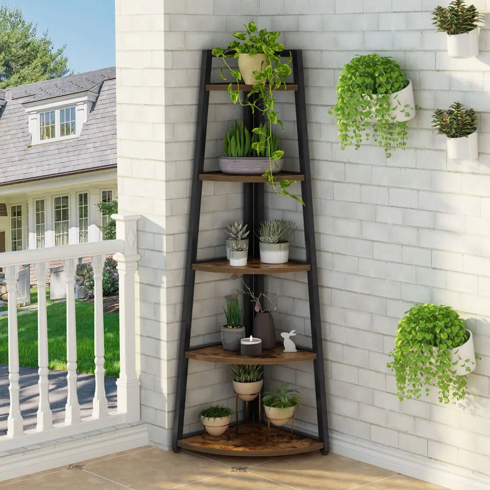 Tribesigns Bookcase Corner Book Shelf Rack Wood Bookshelf Storage Shelves - Home Fusion