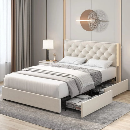 Beds & Bed Frames King Size Bed Frame with 4 Storage Drawers. 076823-f9.myshopify.com