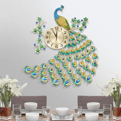 Exquisite Retro Decorations Peacock Wall Clock 75*65cm for Decorating Living Room and Dining Room Special Gift - Home Fusion