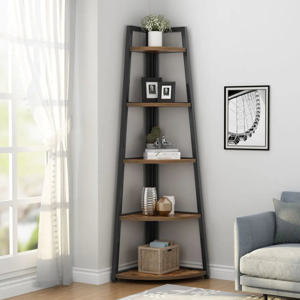 Tribesigns Bookcase Corner Book Shelf Rack Wood Bookshelf Storage Shelves - Home Fusion