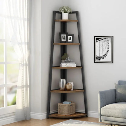 Tribesigns Bookcase Corner Book Shelf Rack Wood Bookshelf Storage Shelves - Home Fusion