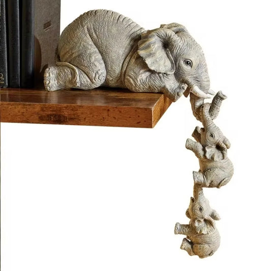 New 3pcs/set Cute Elephant Figurines Elephant Holding Baby.
