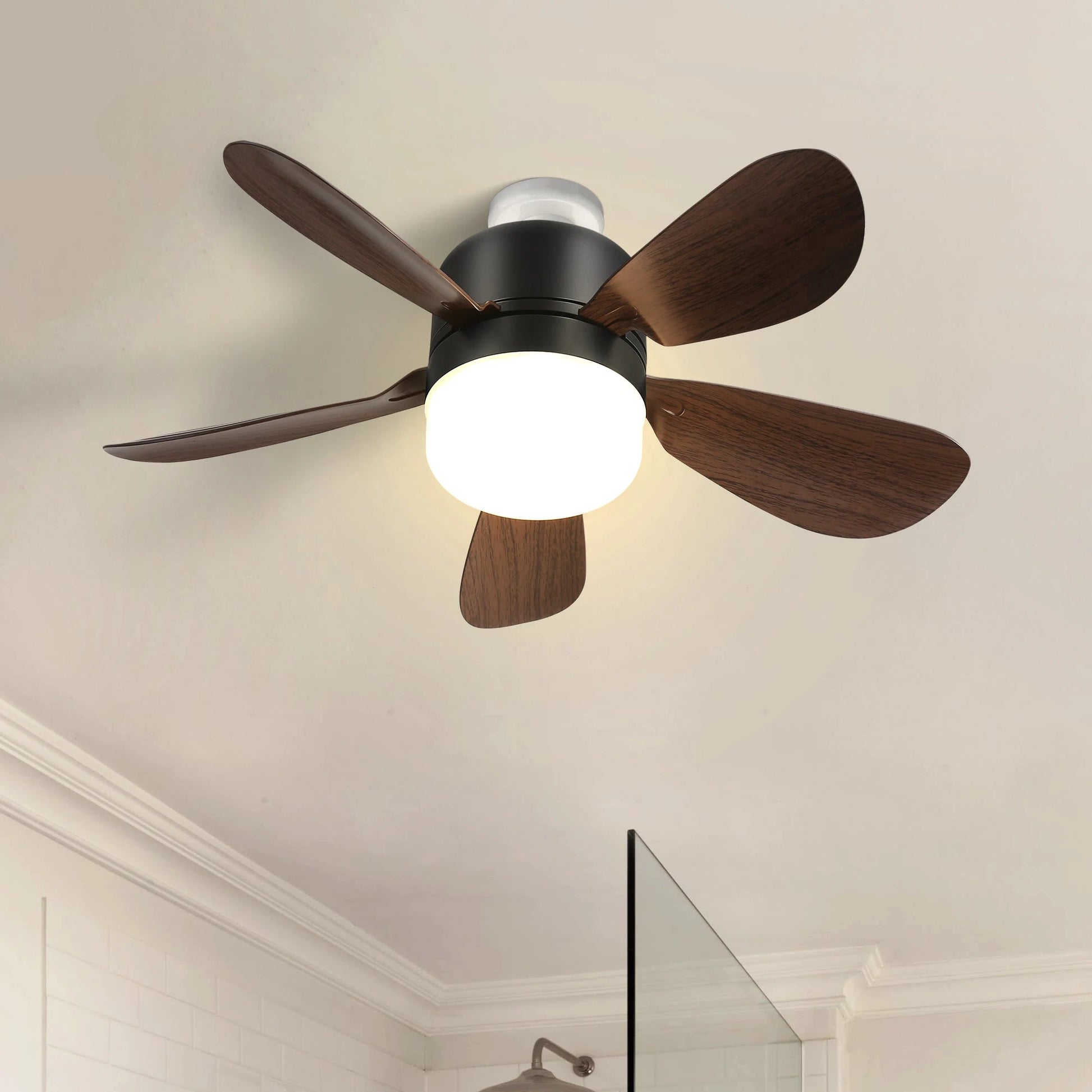 Modern 16-Inch Ceiling Fan With LED DC Enclosed E27 Socket Ceiling Fan Light Remote Control - Home Fusion