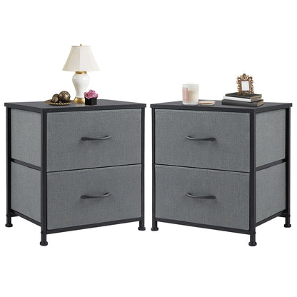 JHK Nightstand with 2 Fabric Drawers – Bedside Table & Storage Cabinet - Home Fusion
