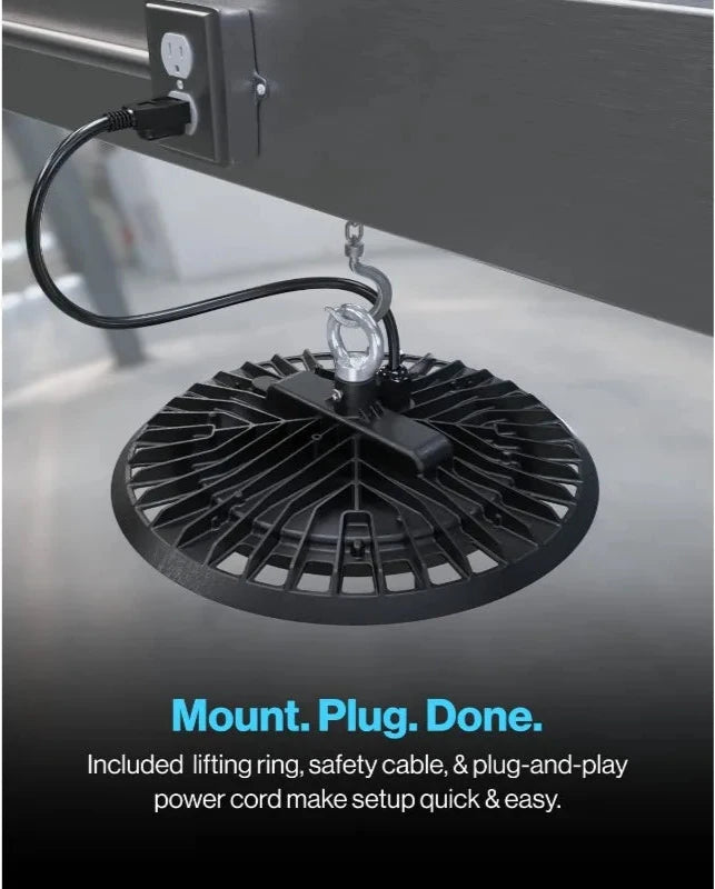 10 Pack UFO LED High Bay Light,5000K Daylight, 150W, Power Cord Included, 19500 LM, 120VAC, IP65 Waterproof Shatterproof Fixture Home Fusion 10-Pack 150W UFO LED High Bay Lights - 19500 Lumens, IP65 Waterproof, 5000K Daylight 076823-f9.myshopify.com