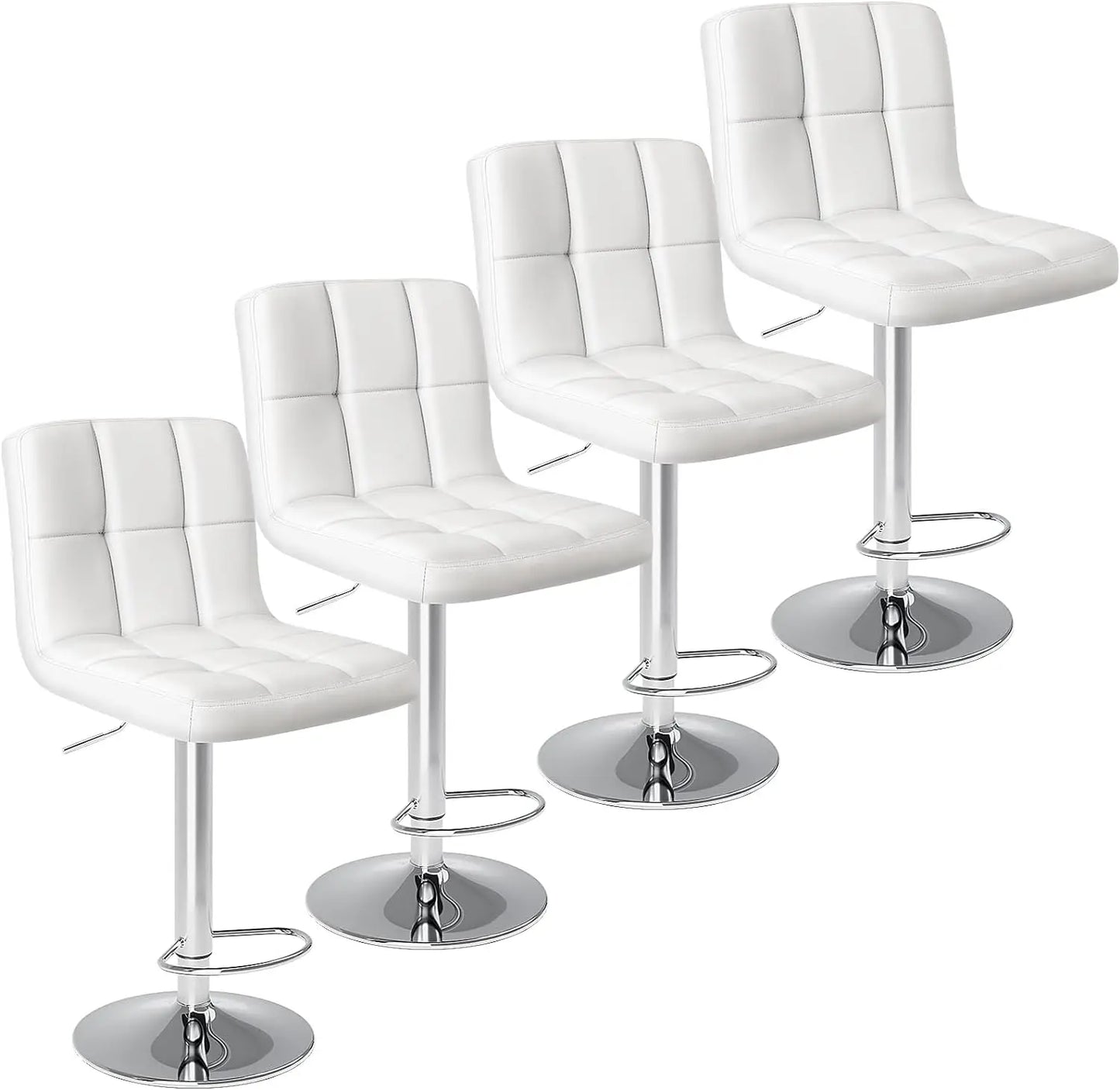 Sweetcrispy Bar Stools Set of 4, PU Leather Adjustable Swivel Barstools, Armless Hydraulic Kitchen Counter Height Bar Stools - Home Fusion