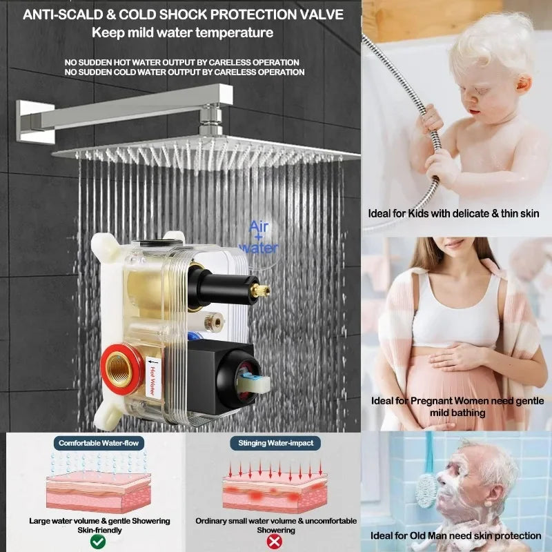 EMBATHER Shower System with Tub Spout,10 Inches Tub Shower Faucet Set For Bathroom,High Pressure Rain Shower with Handheld Spray - Home Fusion