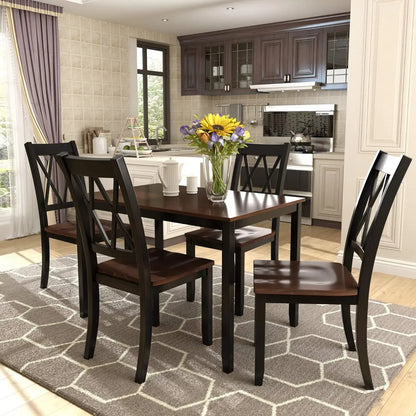 5 Piece Dining Room Table Set for Kitchen with Faux Marble Dining Table and 4 Upholstered-Seat Chairs,Living Room Furniture - Home Fusion