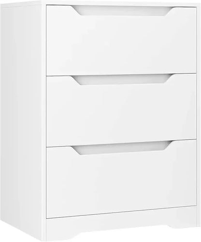 Modern 3 Drawer Dresser, Wood Chest of Drawers with Storage,Tall Nightstand with Cut-Out Handles, Side End Table, Accent Storage - Home Fusion