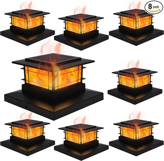 44518909968555 8 Pack Solar Flame Post Lights Outdoor, High Brightness Flickering Flame SMD LED Lighting Decor, Fit 4x4, 5x5 or 6x6Wooden Posts 076823-f9.myshopify.com