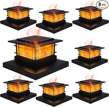 44518909968555 8 Pack Solar Flame Post Lights Outdoor, High Brightness Flickering Flame SMD LED Lighting Decor, Fit 4x4, 5x5 or 6x6Wooden Posts 076823-f9.myshopify.com