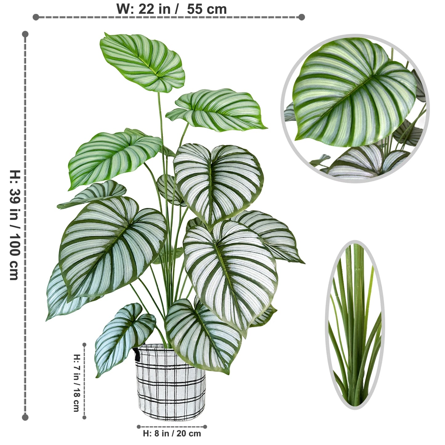 100CM Monstera Plant Plastic Leaf Fake Plant Potted Ornamental Indoor Artificial Plant With Black Pot For Home Decor Office - Home Fusion