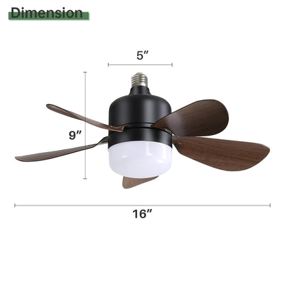 Modern 16-Inch Ceiling Fan With LED DC Enclosed E27 Socket Ceiling Fan Light Remote Control - Home Fusion